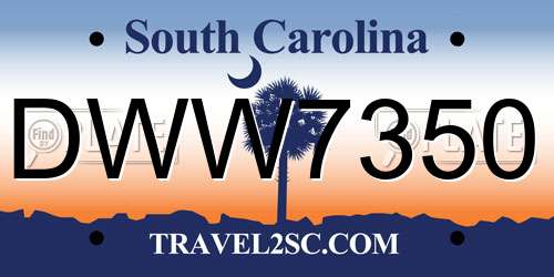 DWW7350 South Carolina License Plate