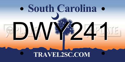 DWY241 South Carolina License Plate