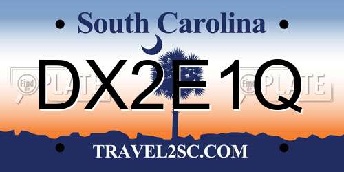 DX2E1Q South Carolina License Plate