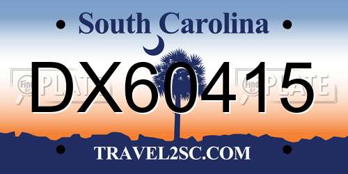 DX60415 South Carolina License Plate