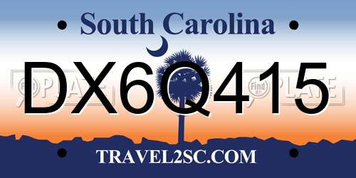 DX6Q415 South Carolina License Plate