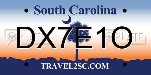 DX7E1O South Carolina License Plate