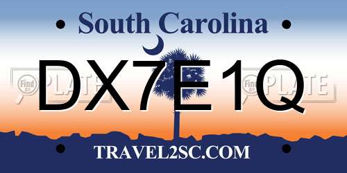 DX7E1Q South Carolina License Plate