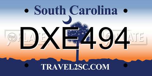DXE494 South Carolina License Plate