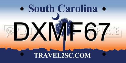 DXMF67 South Carolina License Plate