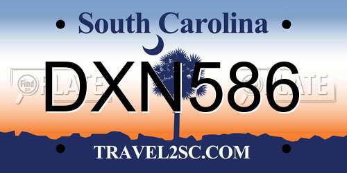 DXN586 South Carolina License Plate
