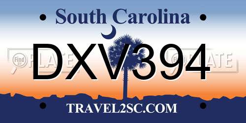 DXV394 South Carolina License Plate