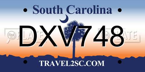 DXV748 South Carolina License Plate