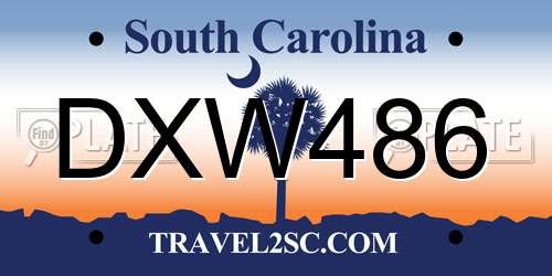 DXW486 South Carolina License Plate