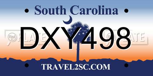 DXY498 South Carolina License Plate