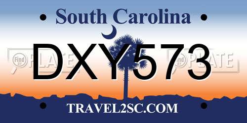 DXY573 South Carolina License Plate