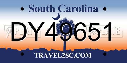 DY49651 South Carolina License Plate