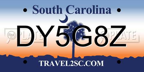 DY5G8Z South Carolina License Plate