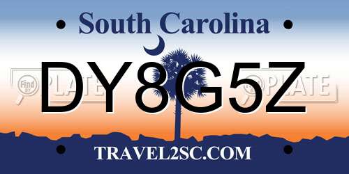 DY8G5Z South Carolina License Plate