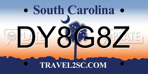 DY8G8Z South Carolina License Plate