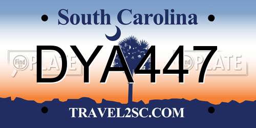 DYA447 South Carolina License Plate