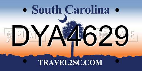 DYA4629 South Carolina License Plate