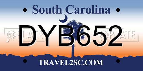 DYB652 South Carolina License Plate