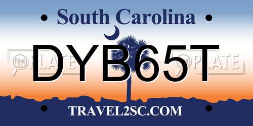 DYB65T South Carolina License Plate