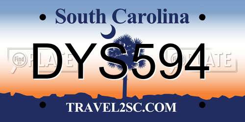DYS594 South Carolina License Plate