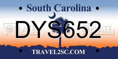 DYS652 South Carolina License Plate
