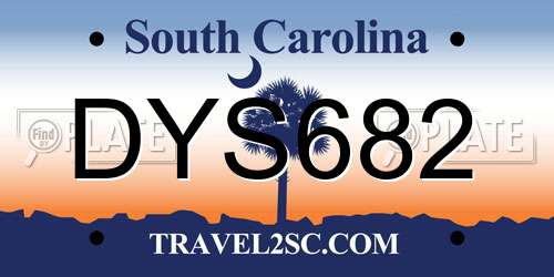 DYS682 South Carolina License Plate