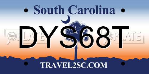 DYS68T South Carolina License Plate