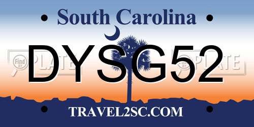 DYSG52 South Carolina License Plate