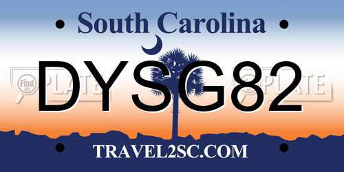 DYSG82 South Carolina License Plate
