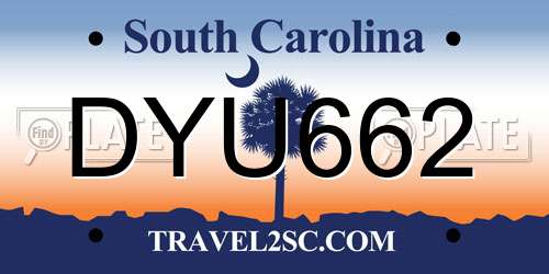DYU662 South Carolina License Plate