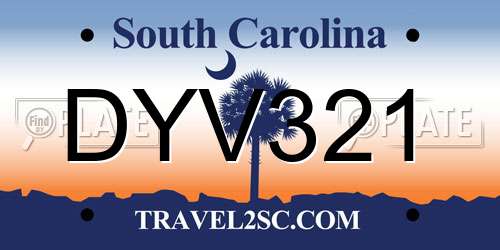 DYV321 South Carolina License Plate