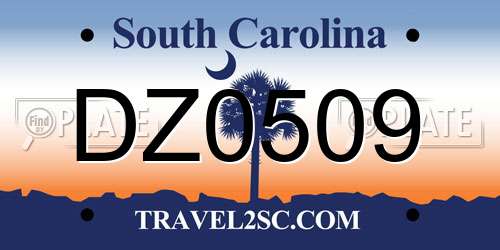 DZ0509 South Carolina License Plate
