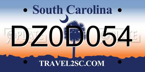 DZ0D054 South Carolina License Plate