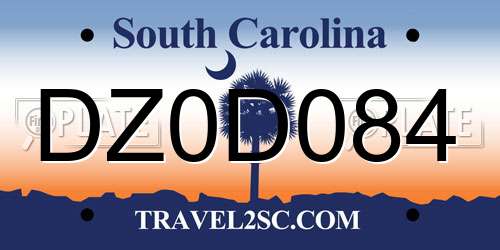DZ0D084 South Carolina License Plate