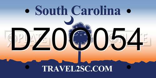 DZ0O054 South Carolina License Plate