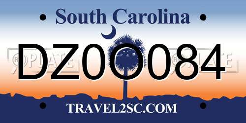 DZ0O084 South Carolina License Plate
