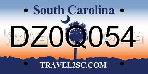 DZ0Q054 South Carolina License Plate