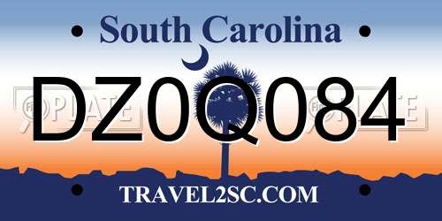 DZ0Q084 South Carolina License Plate