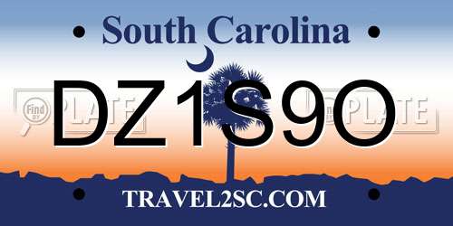 DZ1S9O South Carolina License Plate