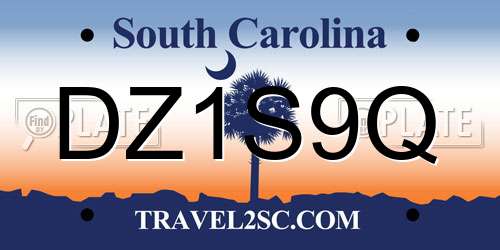 DZ1S9Q South Carolina License Plate