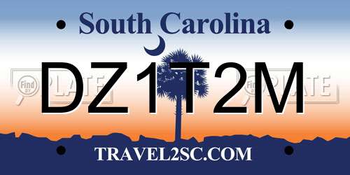 DZ1T2M South Carolina License Plate
