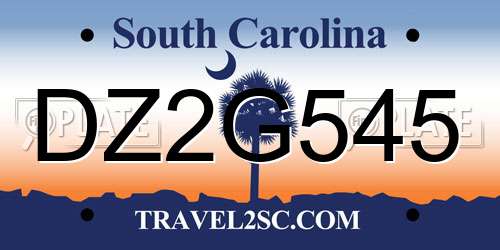 DZ2G545 South Carolina License Plate