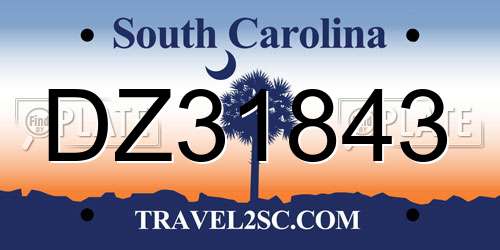 DZ31843 South Carolina License Plate