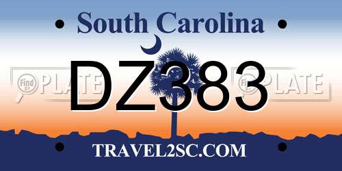 DZ383 South Carolina License Plate