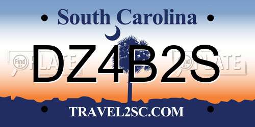 DZ4B2S South Carolina License Plate