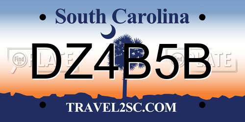 DZ4B5B South Carolina License Plate