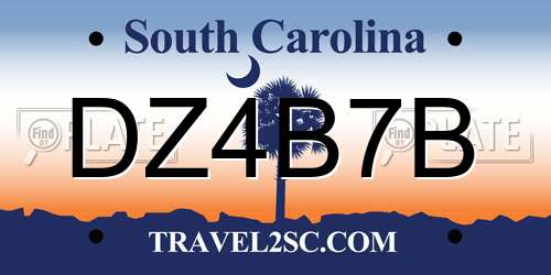 DZ4B7B South Carolina License Plate