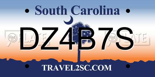 DZ4B7S South Carolina License Plate