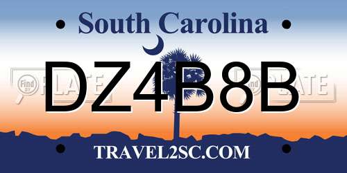 DZ4B8B South Carolina License Plate