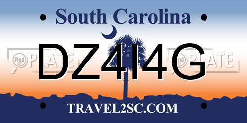 DZ4I4G South Carolina License Plate
